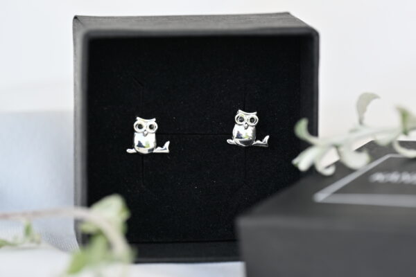 Kanela Silver Drop Earrings "Owl"