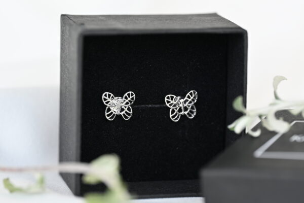 Kanela Silver Stud Earrings "Butterfly" - Image 2