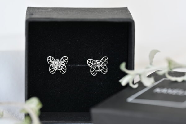 Kanela Silver Stud Earrings "Butterfly"