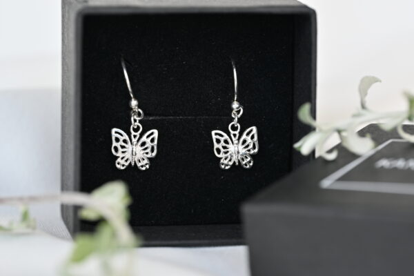 Kanela Silver Drop Earrings "Butterfly"