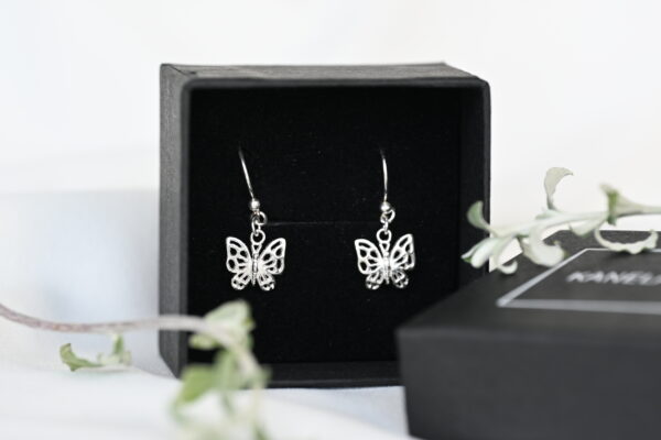 Kanela Silver Drop Earrings "Butterfly" - Image 2