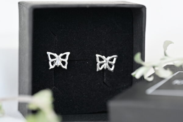 Kanela Silver Stud Earrings "Butterfly" - Image 2