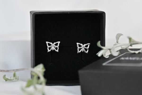 Kanela Silver Stud Earrings "Butterfly"
