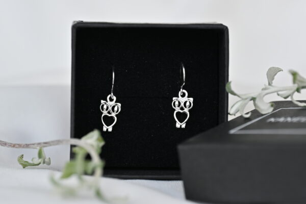 Kanela Silver Drop Earrings "Owl"