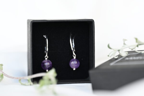 Kanela Silver Drop Earrings "Amethyst" - Image 2