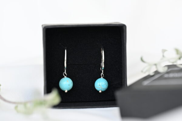 Kanela Silver Drop Earrings "Turquoise" - Image 2