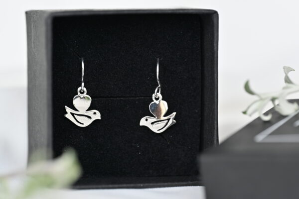 Kanela Silver Drop Earrings "Bird" - Image 2