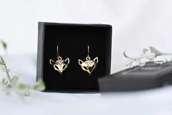 Kanela Silver Drop Earrings "Gold Fox" - Image 2