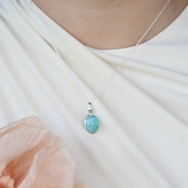 Kanela Silver Necklace "Turquoise" - Image 2