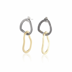 Kanela Silver Earring "Gold Black geometry "
