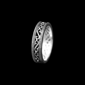 925 sterling silver men’s ornamental ring, oxidized finish, 6mm band – Hilpharakas.