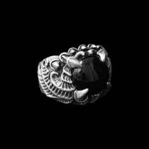 925 sterling silver men’s claw ring with black onyx, oxidized finish – Hilpharakas.