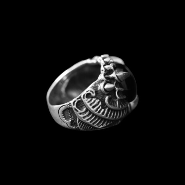 925 sterling silver men’s claw ring with black onyx, oxidized finish – Hilpharakas.