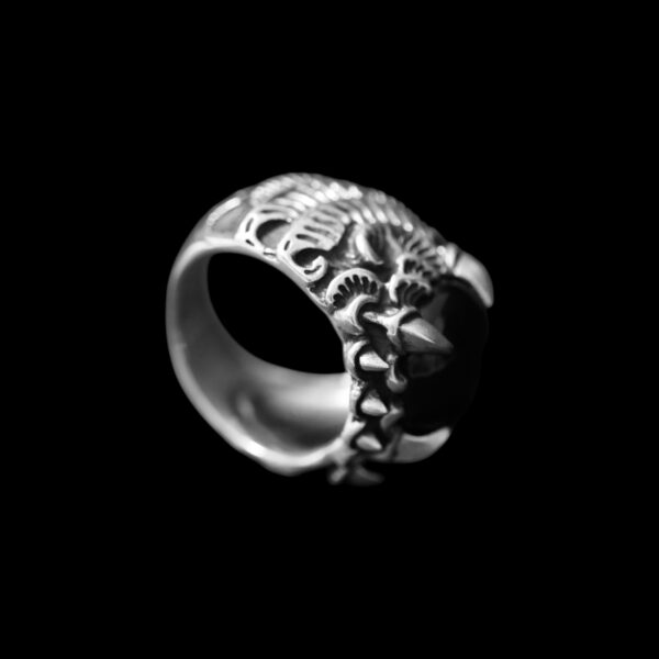 925 sterling silver men’s claw ring with black onyx, oxidized finish – Hilpharakas.