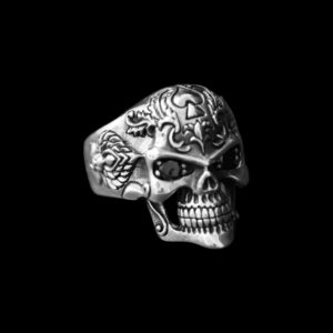 Men’s 925 Sterling Silver Ornate Skull Ring – Hilpharakas