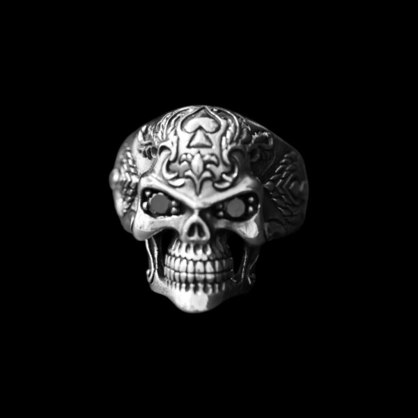 Men’s 925 Sterling Silver Ornate Skull Ring – Hilpharakas