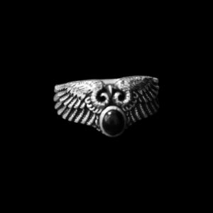 925 sterling silver men’s wing ring with black onyx, oxidized finish – Hilpharakas.