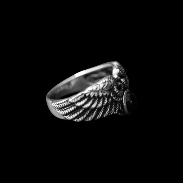 925 sterling silver men’s wing ring with black onyx, oxidized finish – Hilpharakas.