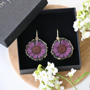 TAIM Resin Earrings “Purple Daisy”