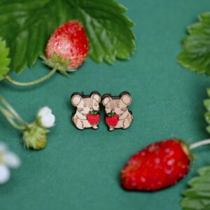 Earrings "Hamster with Strawberry”
