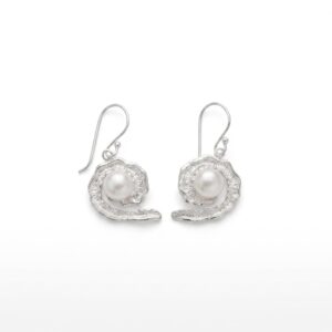 Kanela Silver Earrings "Spiral Pearl"