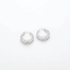 Kanela Silver Hoop Earrings "Lattice"