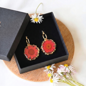 TAIM Resin Earrings “Red Daisy”