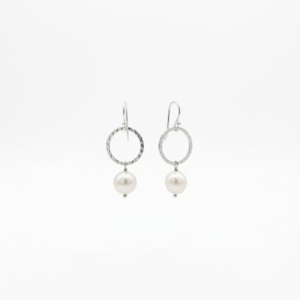 Kanela Silver Earrings "Halo Pearl"