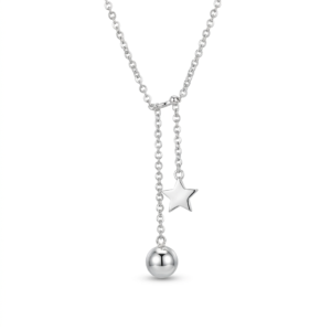 Kanela Silver Necklace "Star & Ball"