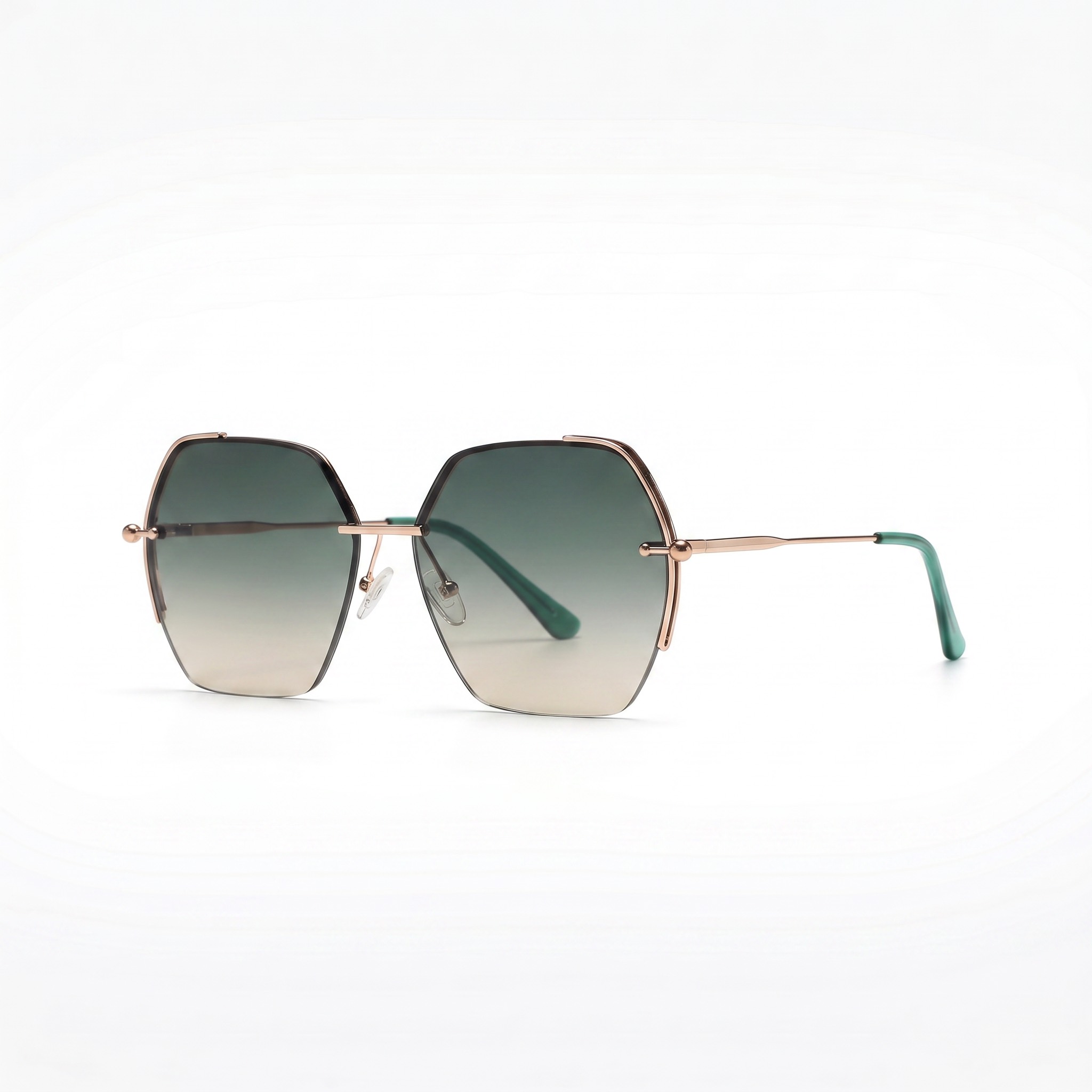 Tropical Sunglasses "Iris" – Bright Rose Gold Green-Brown