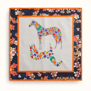 Silk Scarf "Butterfly Horse" – 70 × 70 cm