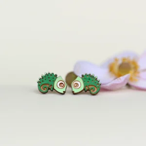 Green Chameleon Stud Earrings