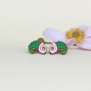 Pink Chameleon Stud Earrings