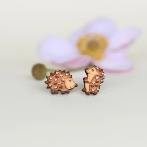 Hedgehog with Hearts Stud Earrings