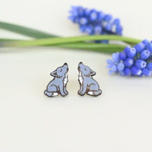 Howling Wolf Stud Earrings